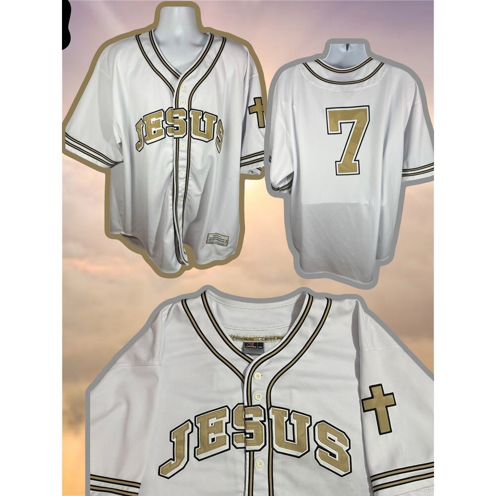 Colosseum Athletics Jesus Christ Baseball Jersey — White Stitch Logos 2XL